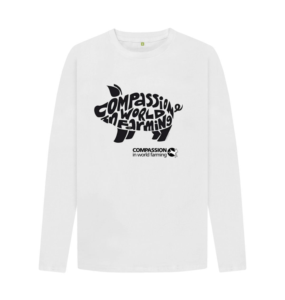 White Men's Compassion Pig Long Sleeve T-Shirt