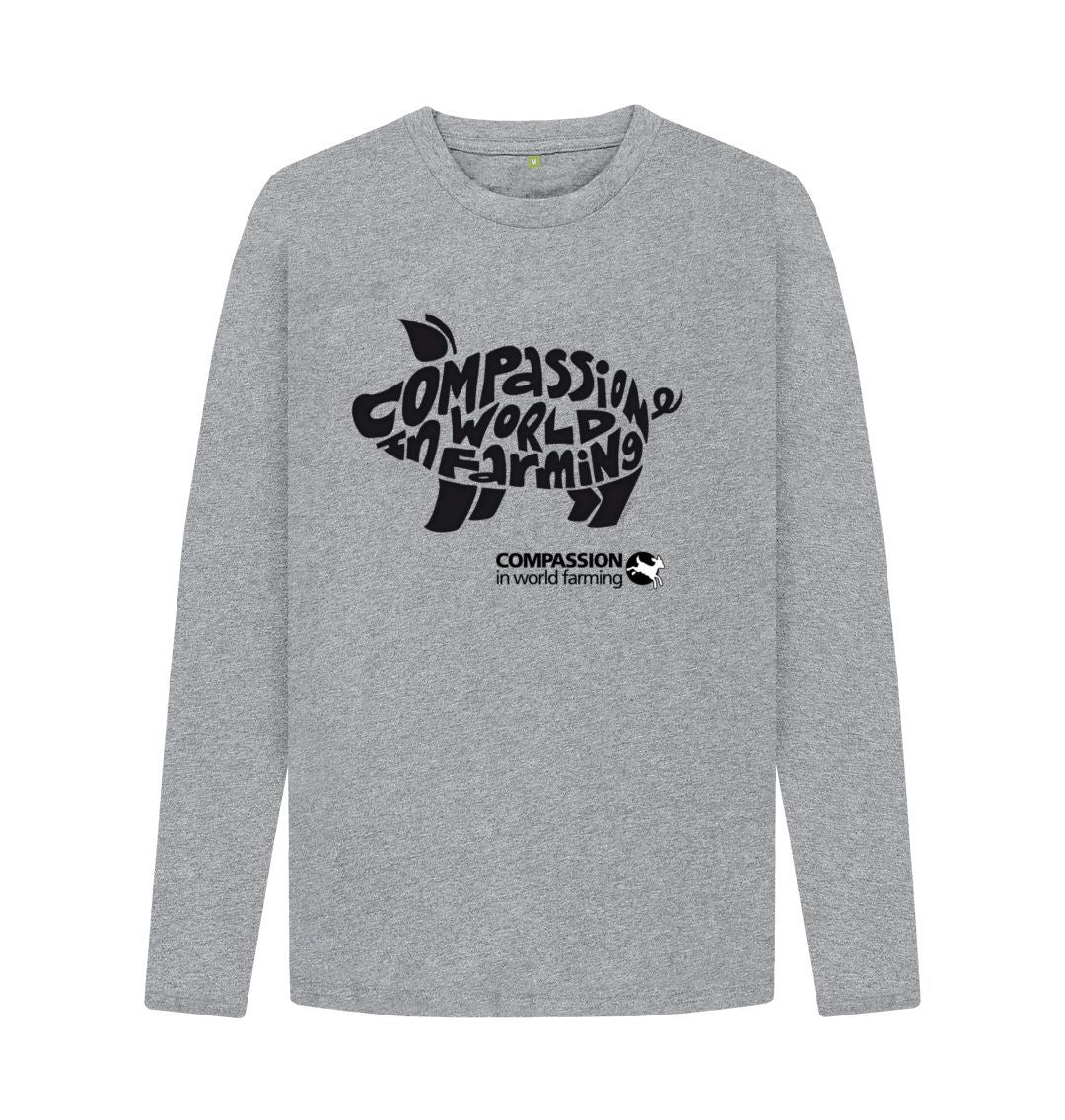 Athletic Grey Men's Compassion Pig Long Sleeve T-Shirt