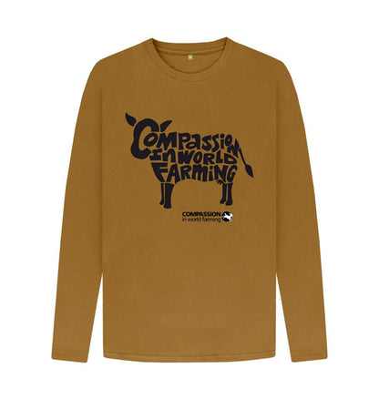 Brown Men's Compassion Cow Long Sleeve T-Shirt