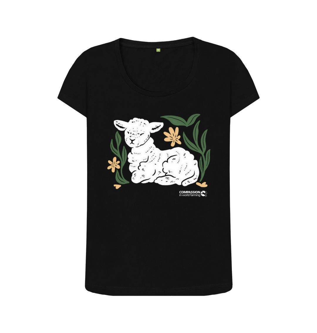 Black Women's Lamb Scoop Neck T-Shirt