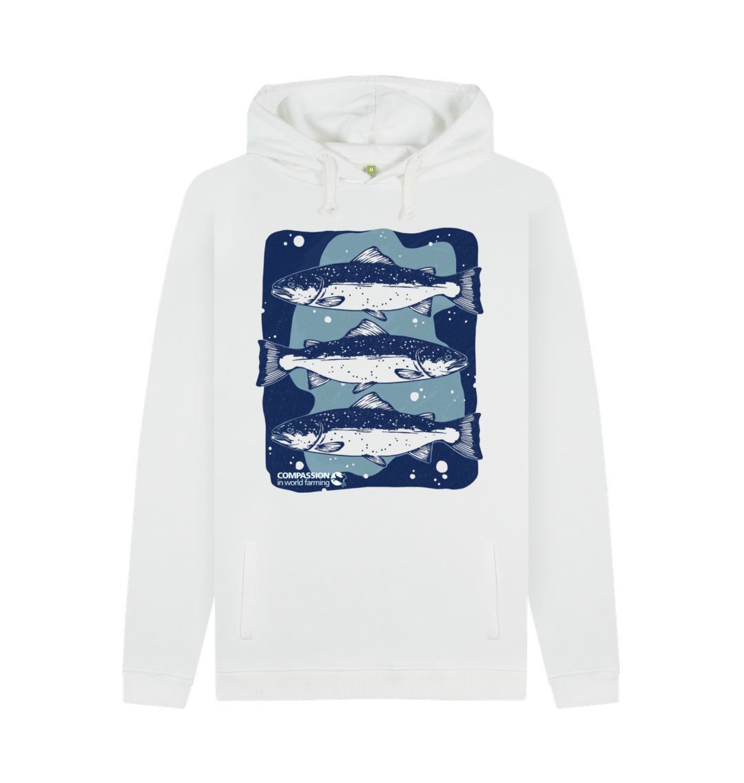 White Men's Salmon Hoodie