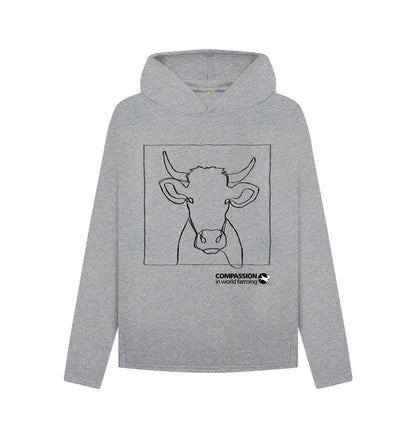 Athletic Grey Women's Cow Relaxed Fit Hoodie