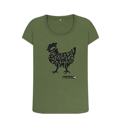 Khaki Women's Compassion Chicken Scoop Neck T-Shirt