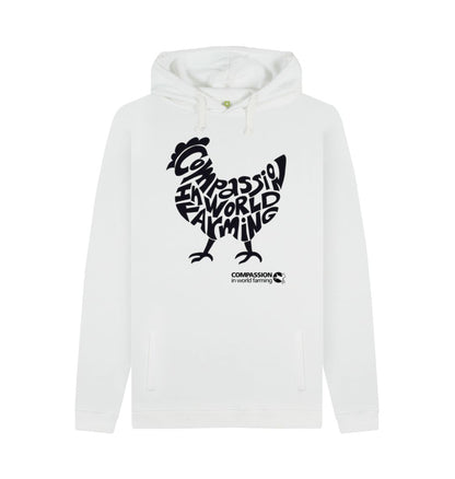 White Men's Compassion Chicken Hoodie