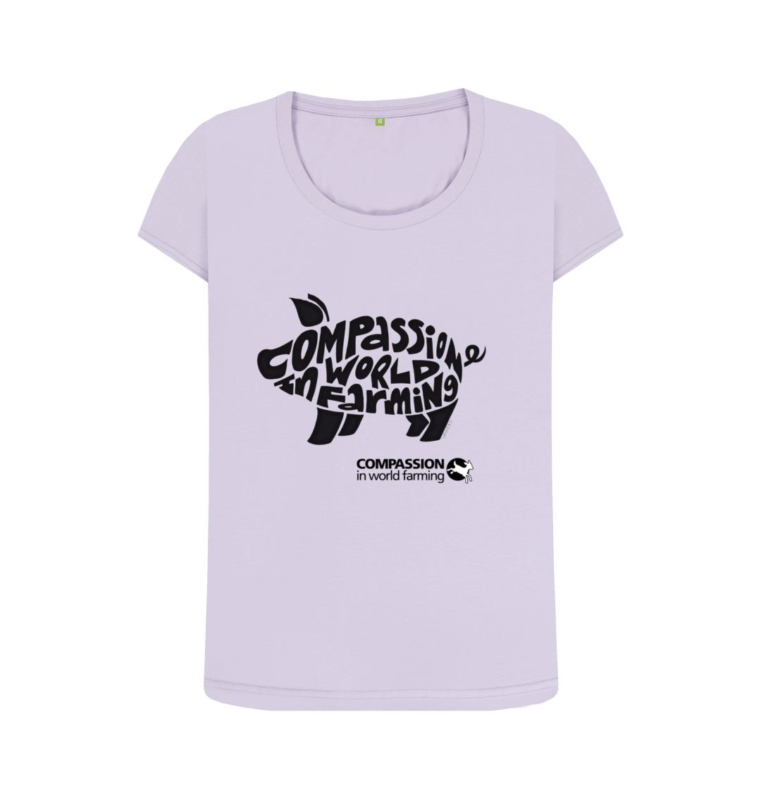 Violet Women's Compassion Pig Scoop Neck T-Shirt