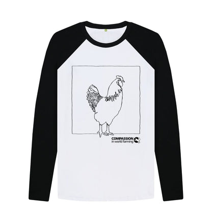 Black-White Men's Chicken Baseball T-Shirt