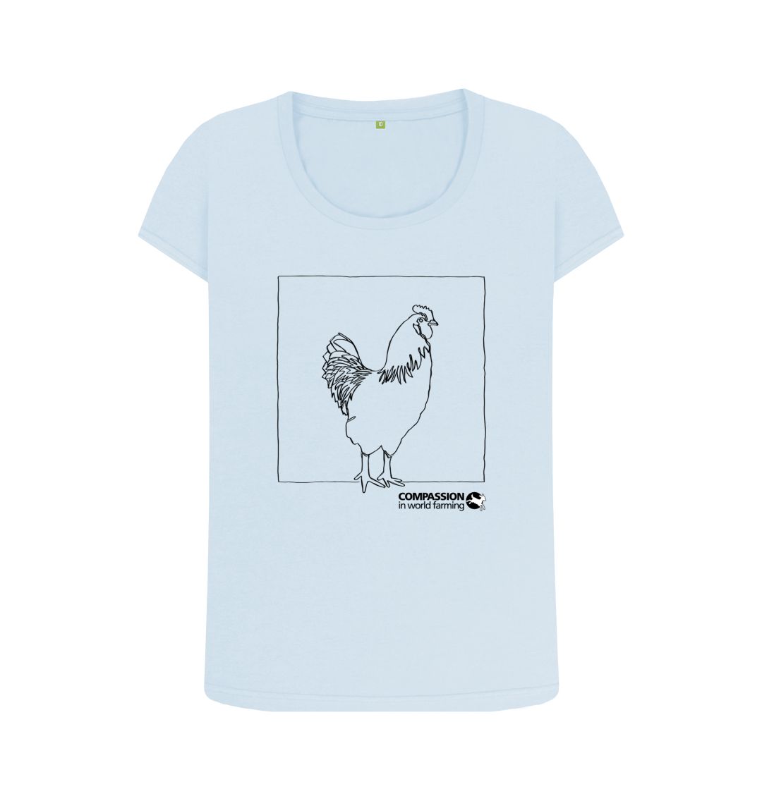 Sky Blue Women's Chicken Scoop Neck T-Shirt