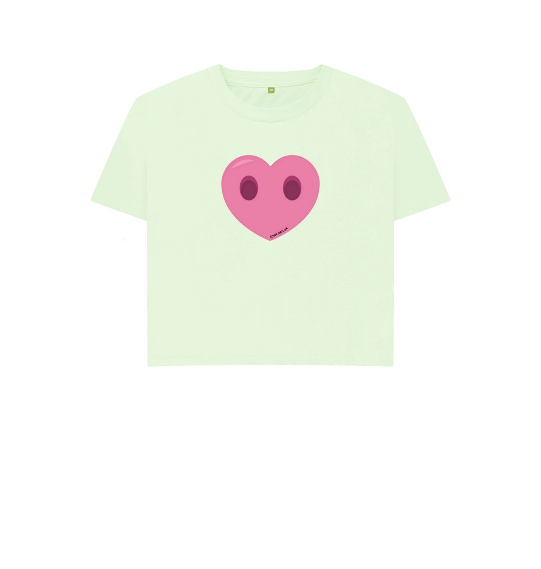 Pastel Green Women's Compassion Heart Boxy T-Shirt