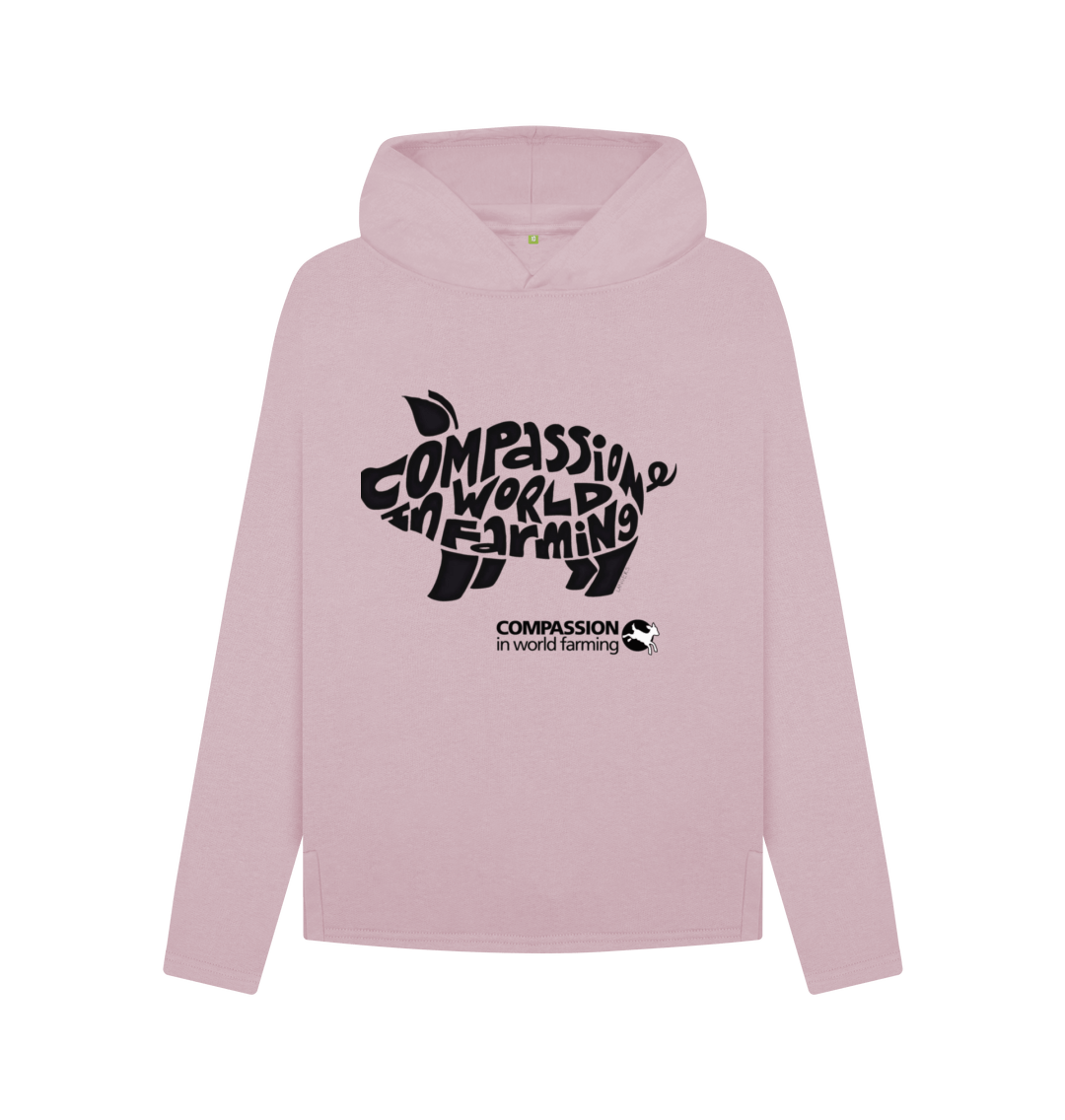 Mauve Women's Compassion Pig Relaxed Fit Hoodie