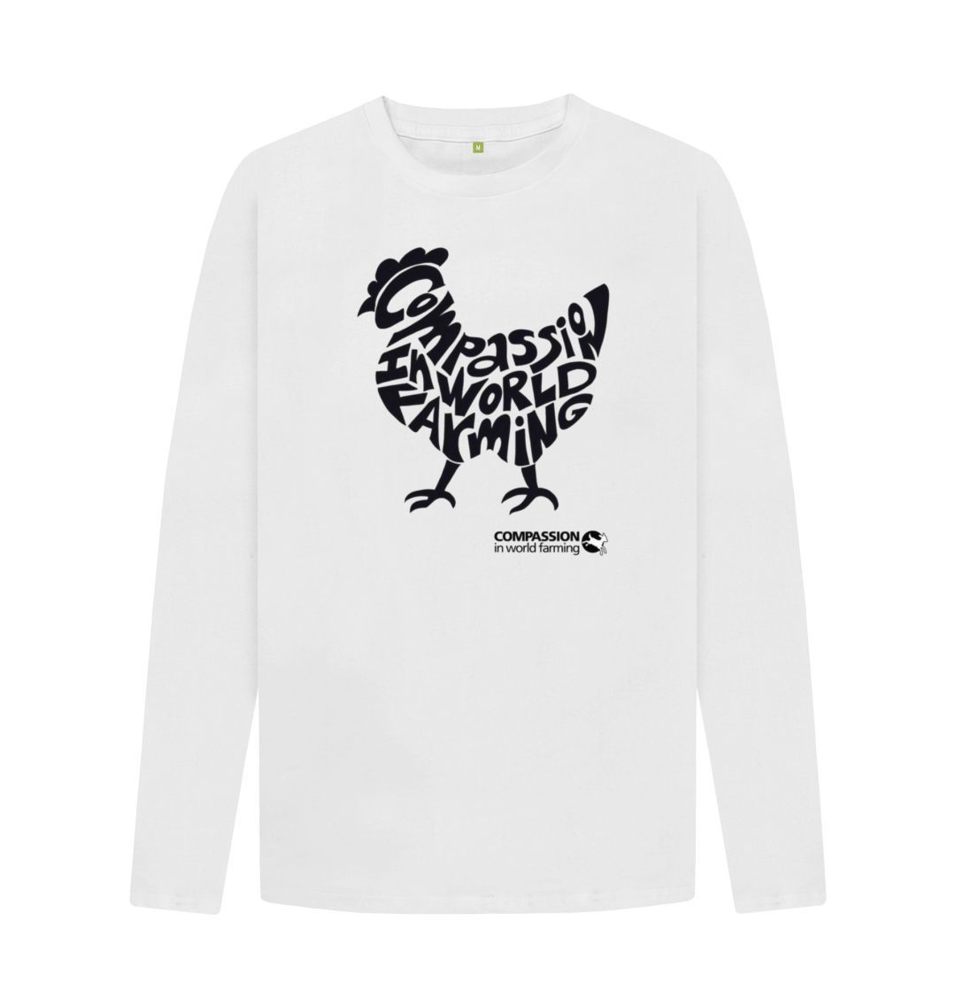 White Men's Compassion Chicken Long Sleeve T-Shirt