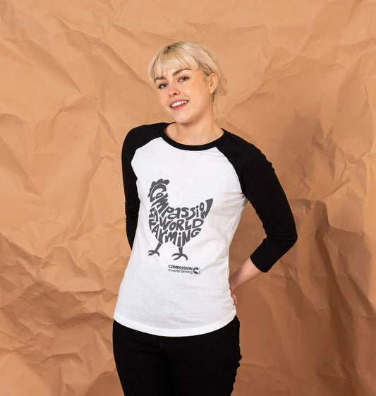Women's Compassion Chicken Baseball T-Shirt