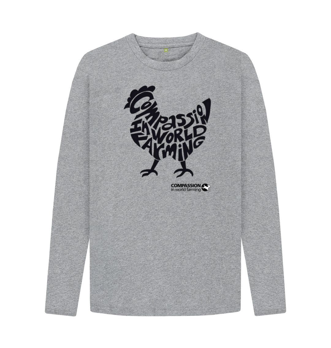 Athletic Grey Men's Compassion Chicken Long Sleeve T-Shirt