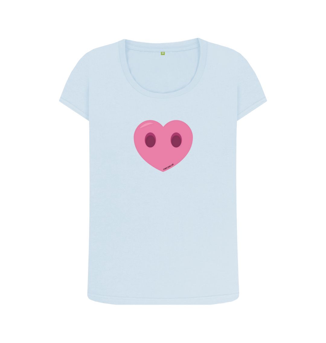 Sky Blue Women's Compassion Heart Scoop Neck T-Shirt