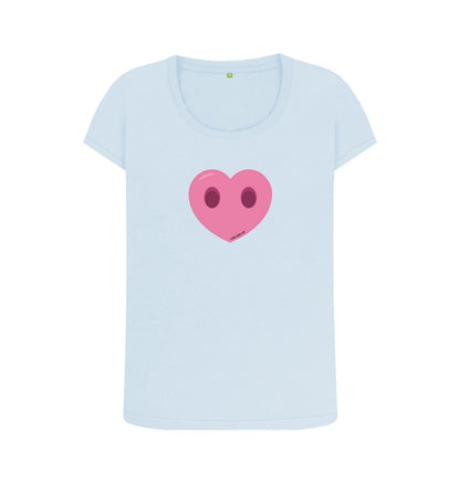 Sky Blue Women's Compassion Heart Scoop Neck T-Shirt