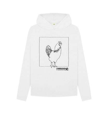 White Women's Chicken Relaxed Fit Hoodie