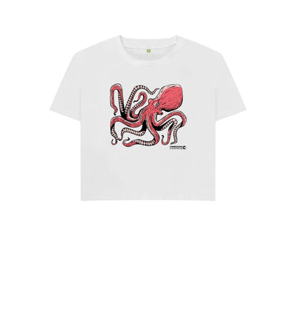 White Women's Octopus Boxy T-Shirt