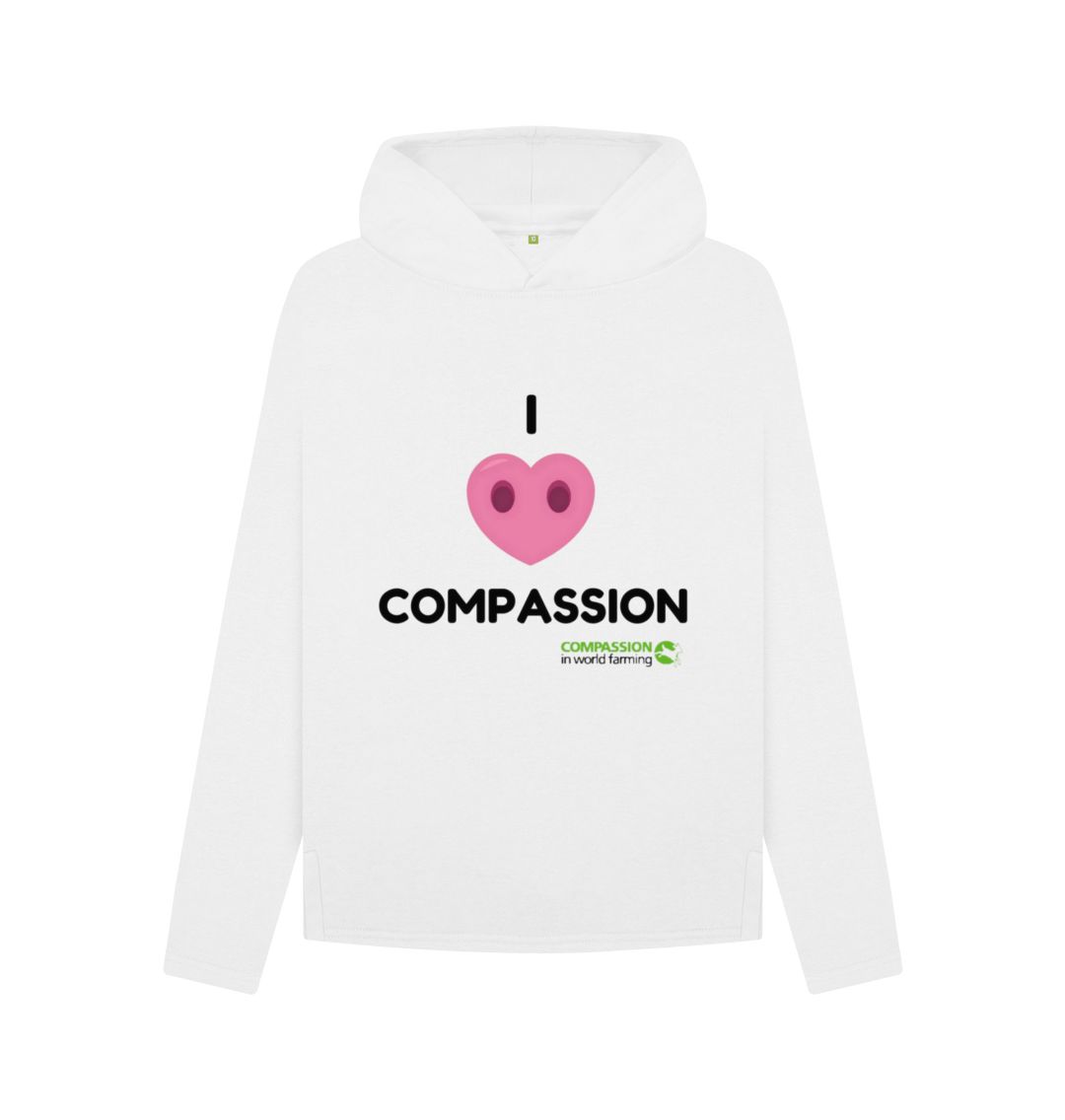 White Women's Compassion Relaxed Fit Hoodie