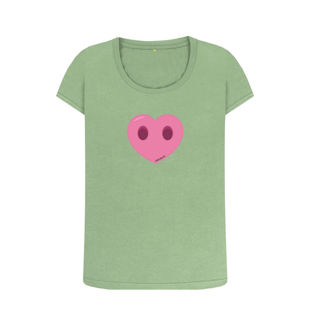 Sage Women's Compassion Heart Scoop Neck T-Shirt