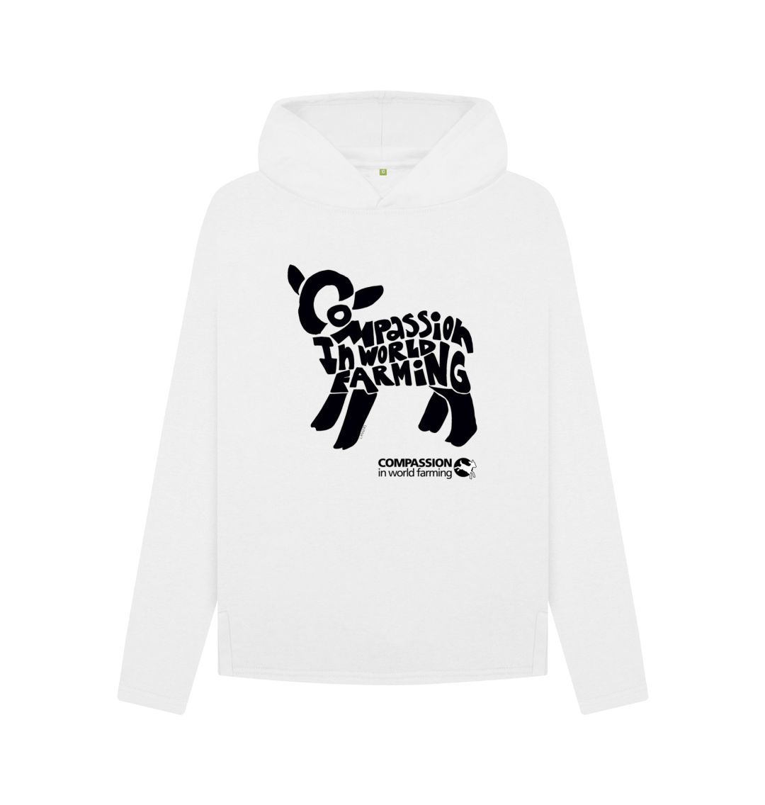 White Women's Compassion Lamb Relaxed Fit Hoodie