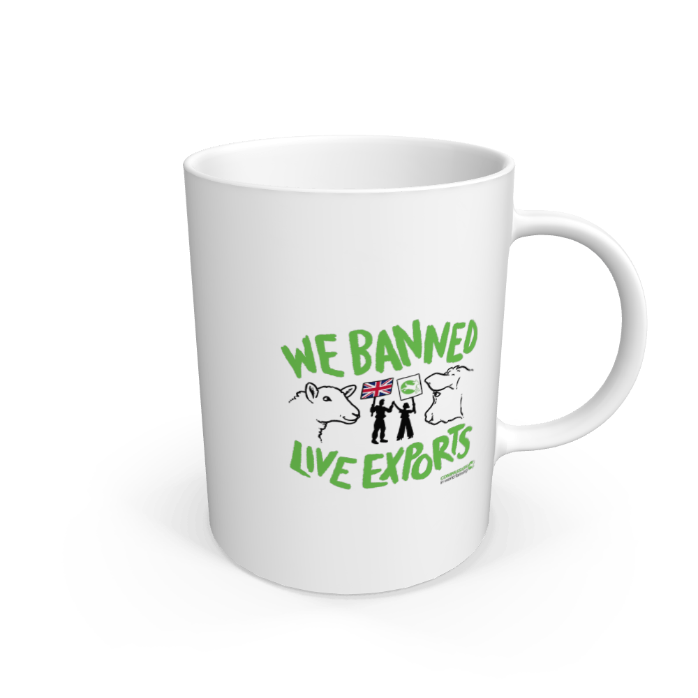 White WE Banned Live Exports Mug