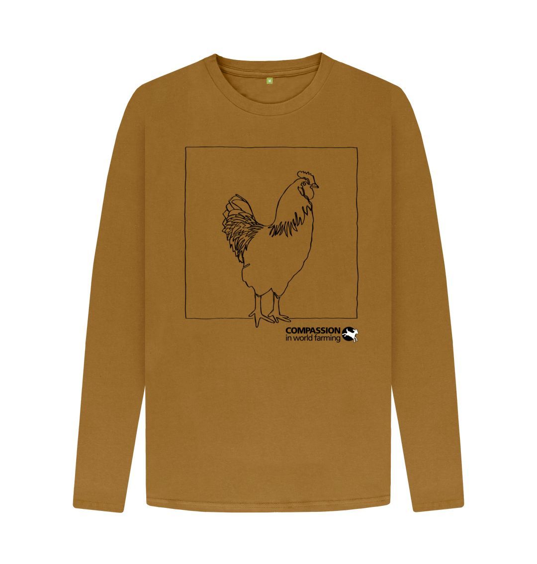 Brown Men's Chicken Long Sleeve T-Shirt