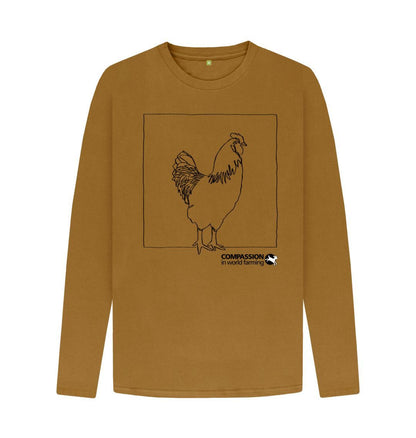 Brown Men's Chicken Long Sleeve T-Shirt