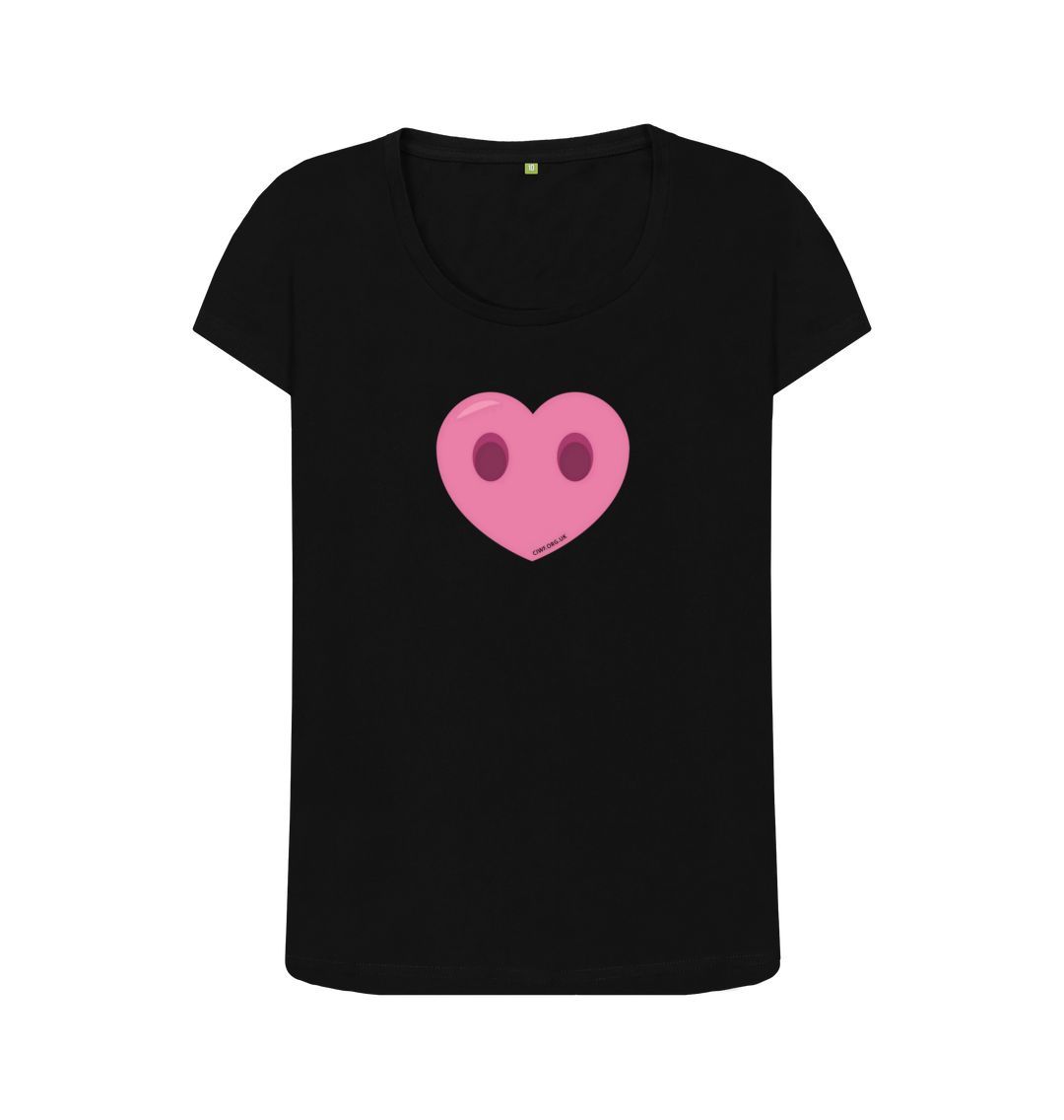 Black Women's Compassion Heart Scoop Neck T-Shirt