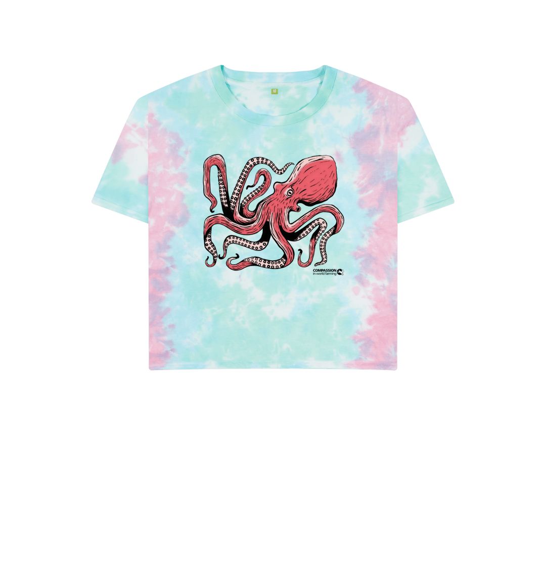 Pastel Tie Dye Women's Octopus Boxy T-Shirt