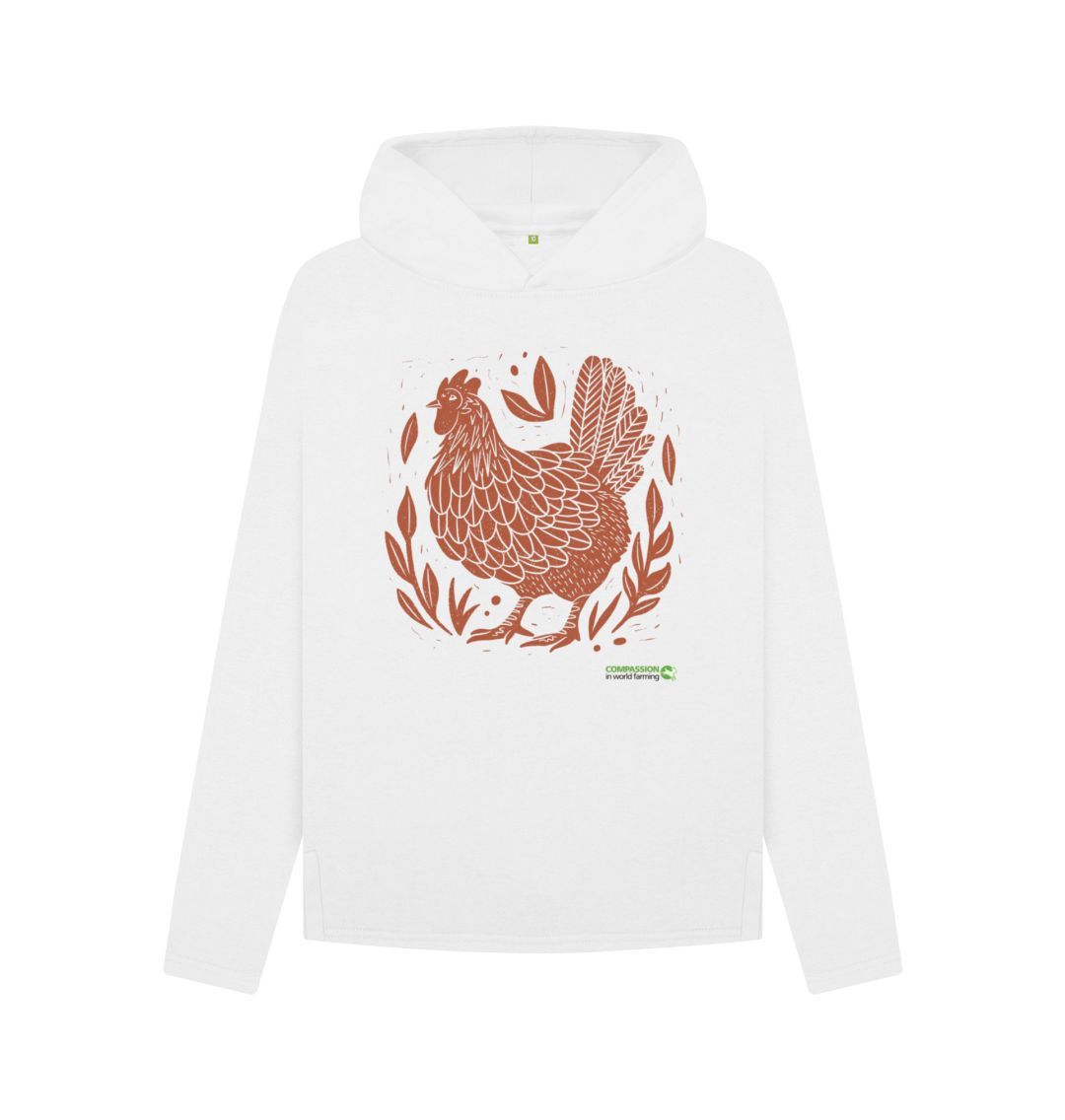 White Women's Happy Hens Only Relaxed Fit Hoodie