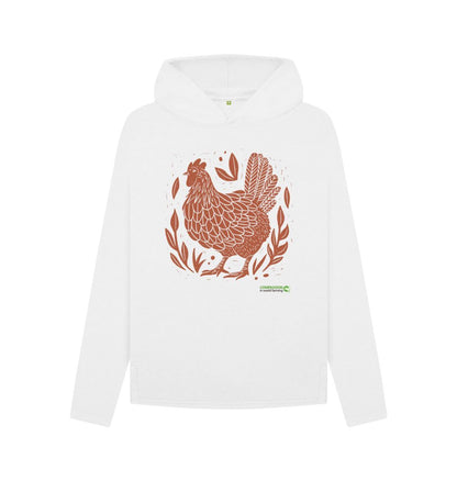 White Women's Happy Hens Only Relaxed Fit Hoodie