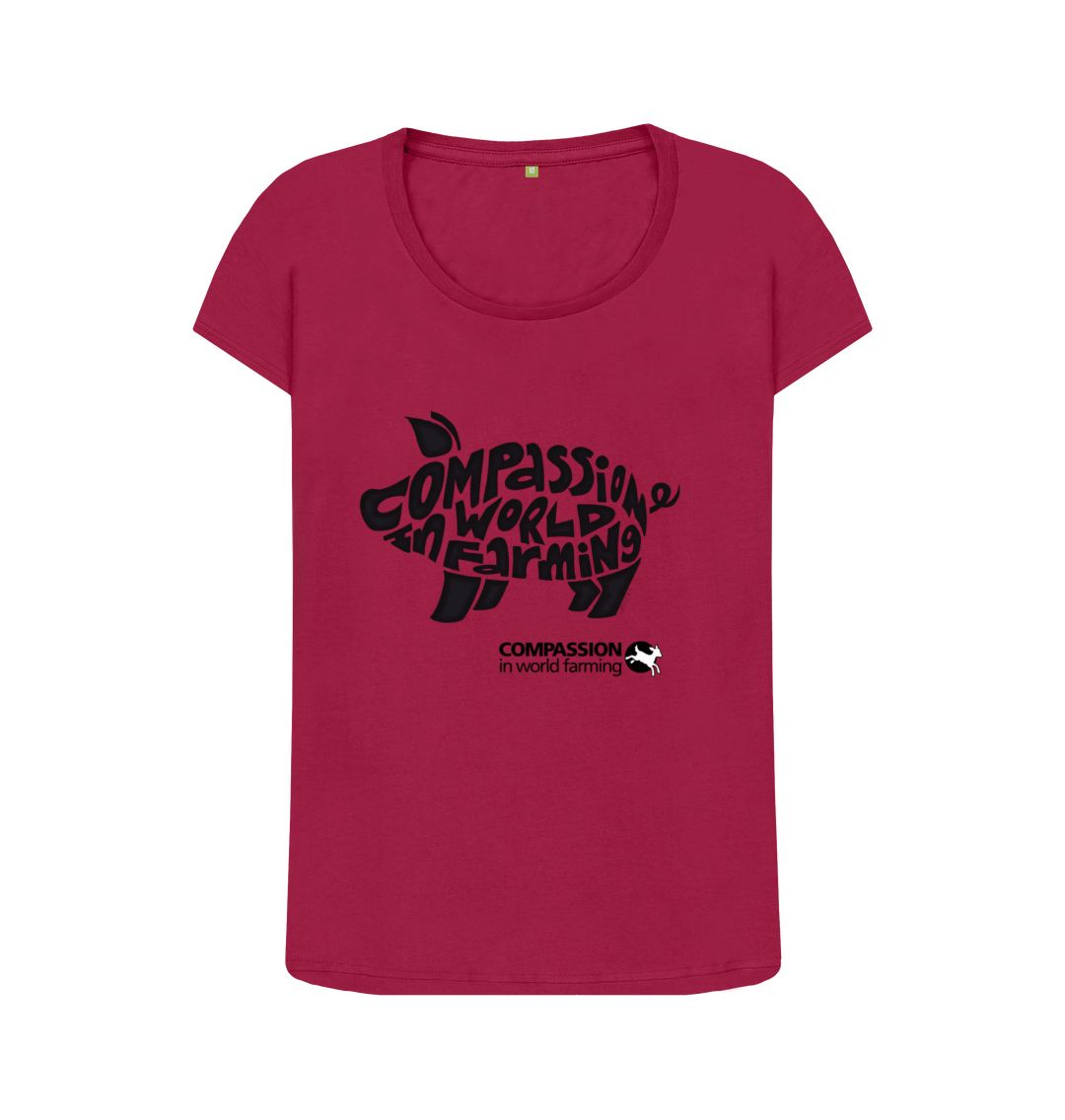 Cherry Women's Compassion Pig Scoop Neck T-Shirt