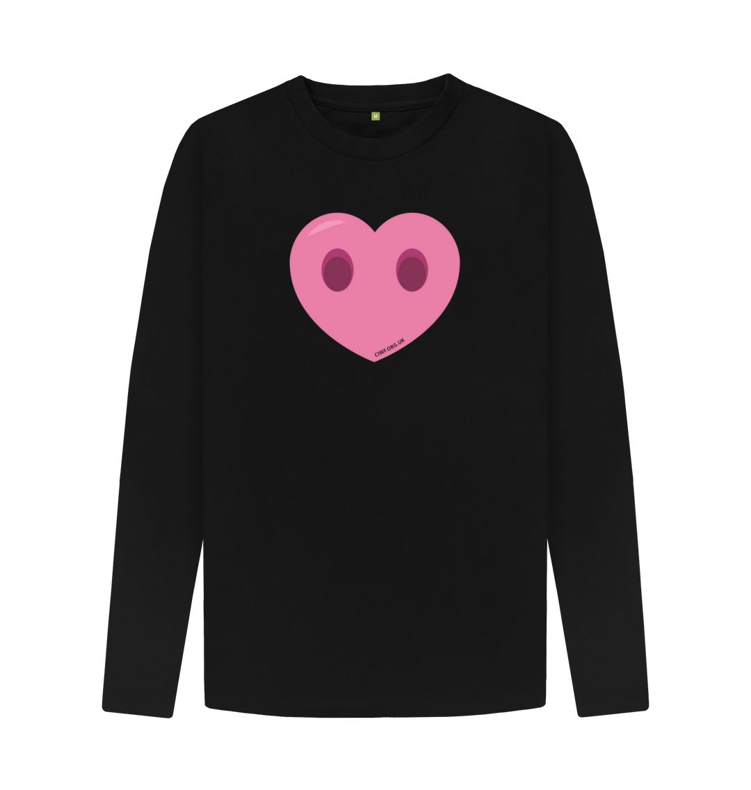 Black Men's Compassion Heart Long Sleeve T-Shirt