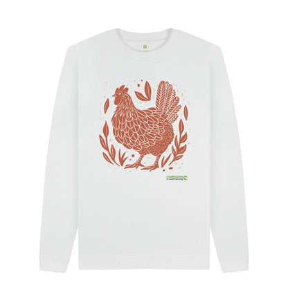 White Men's Happy Hens Only Jumper