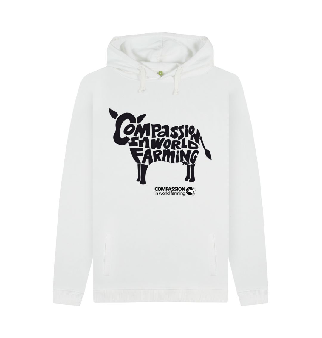 White Men's Compassion Cow Hoodie
