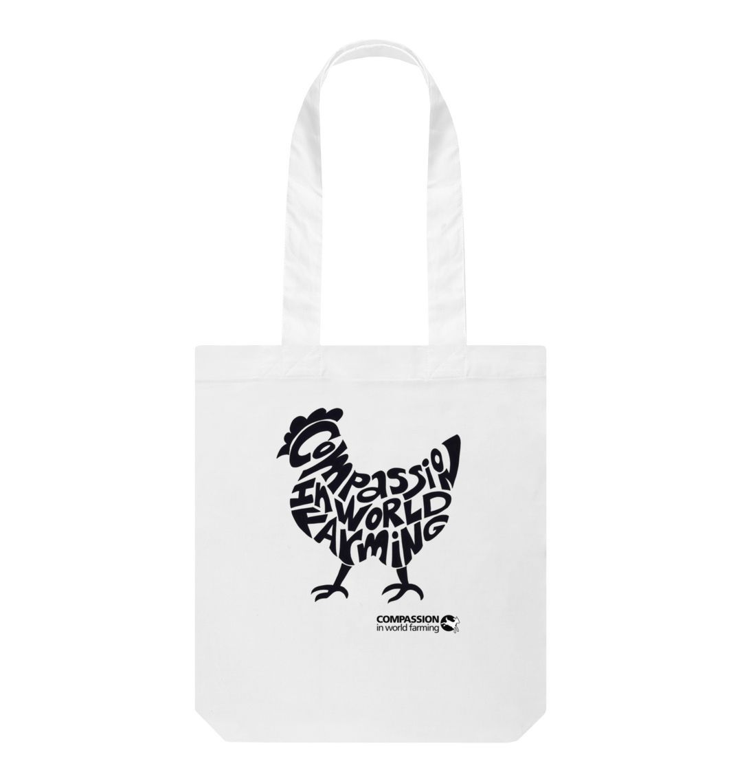 White Compassion Chicken Tote Bag