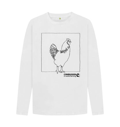 White Men's Chicken Long Sleeve T-Shirt