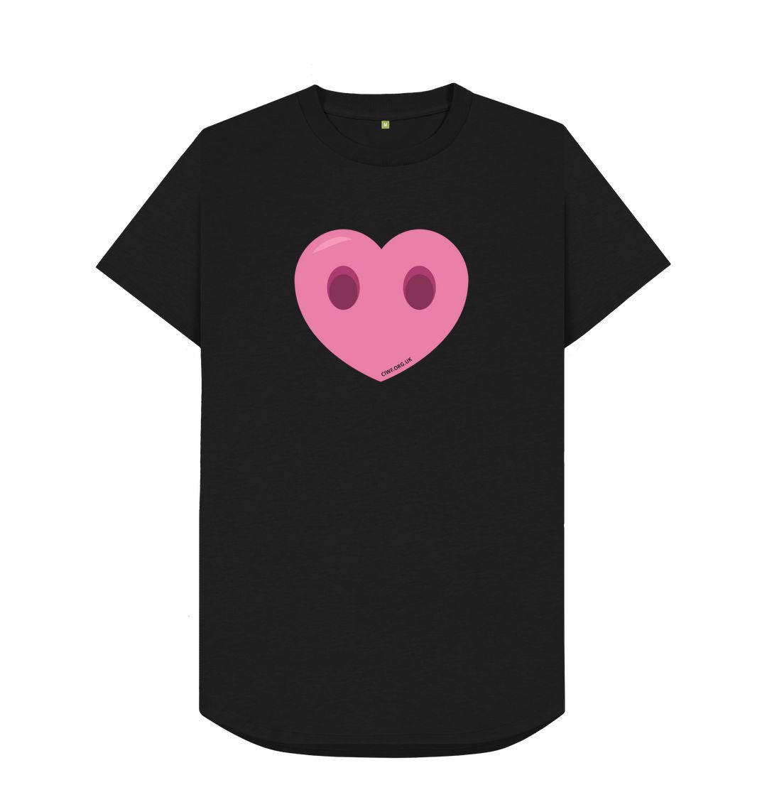 Black Men's Compassion Heart Longline T-Shirt