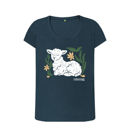 Denim Blue Women's Lamb Scoop Neck T-Shirt