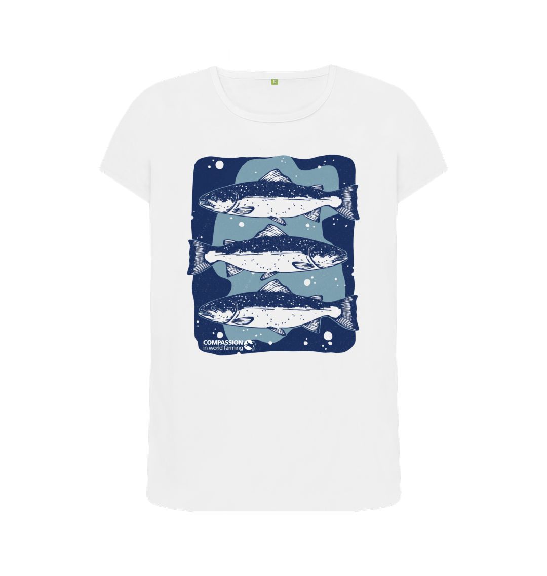 White Women's Salmon T-shirt