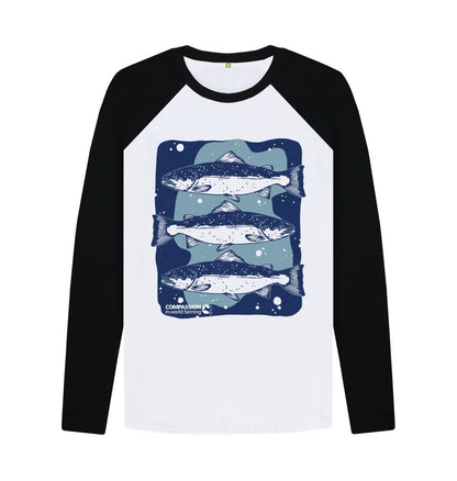 Black-White Men's Salmon Baseball T-shirt