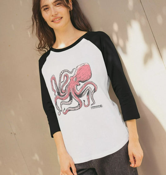 Women's Octopus Baseball T-Shirt