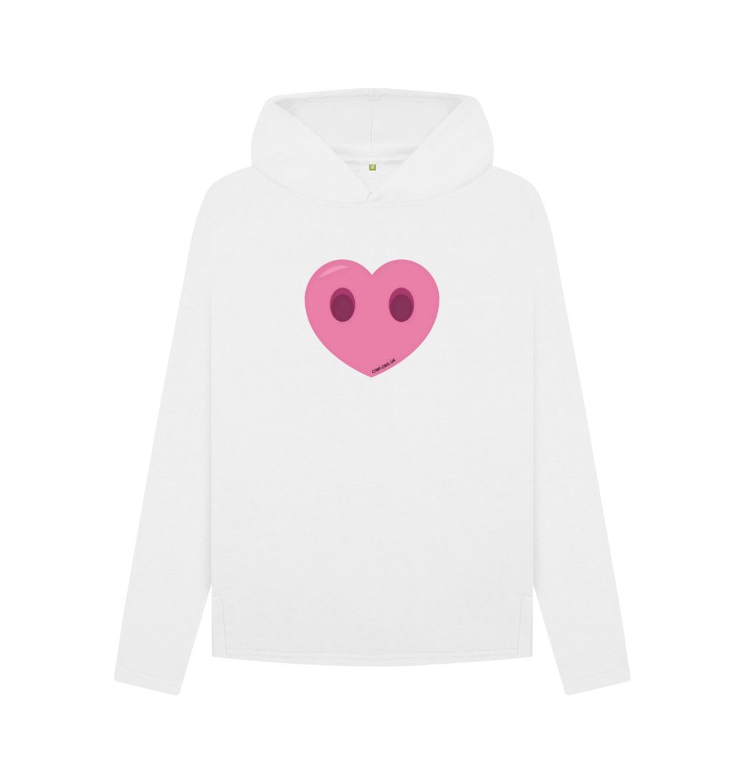White Women's Compassion Heart Relaxed Fit Hoodie