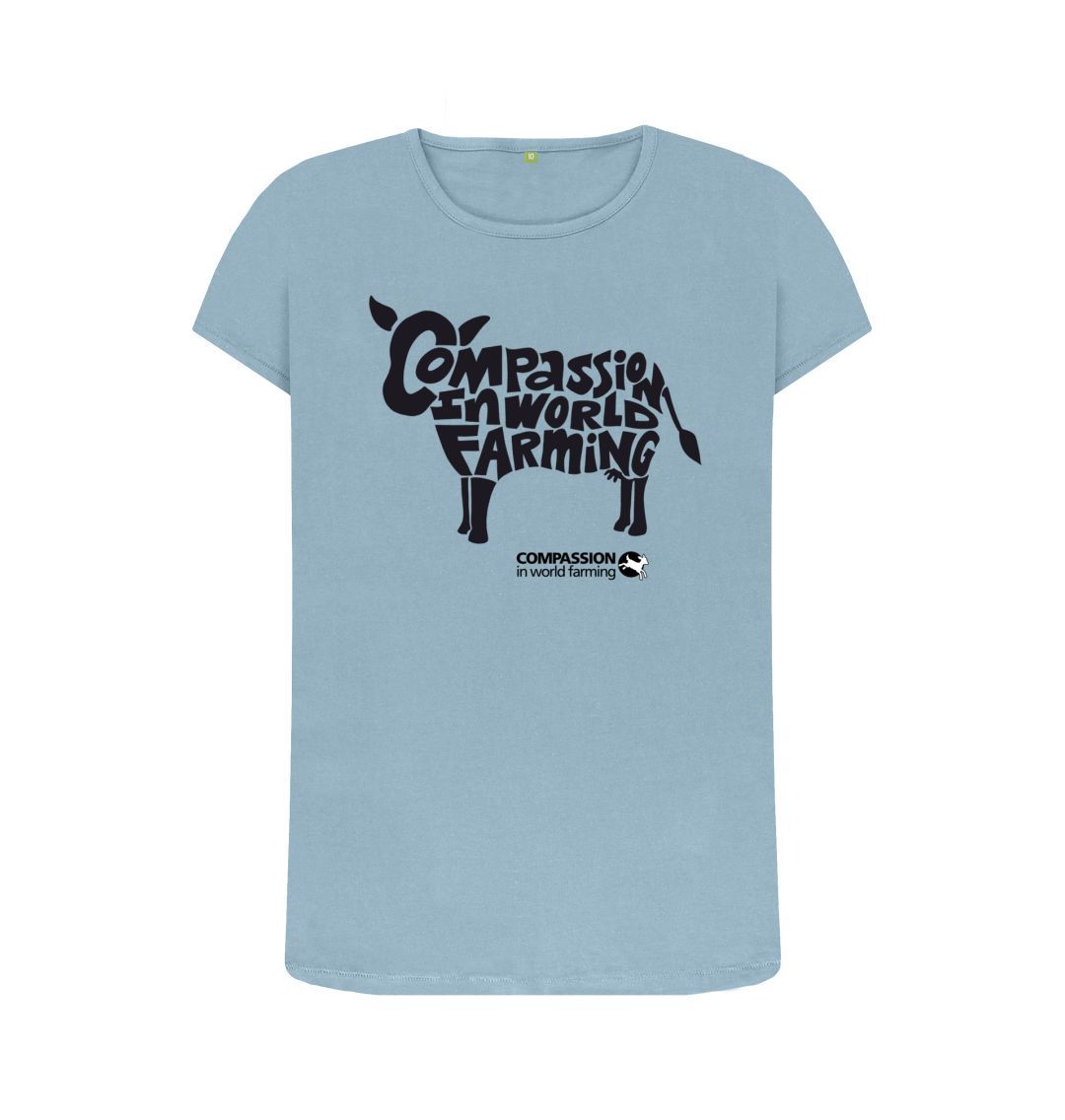 Stone Blue Women's Compassion Cow T-Shirt