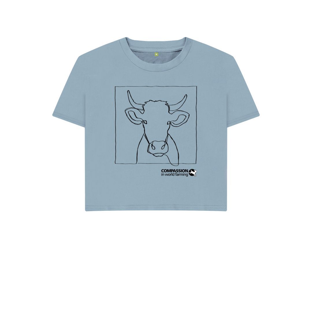 Stone Blue Women's Cow Boxy T-shirt