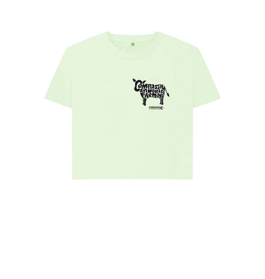 Pastel Green Women's Compassion Cow Boxy T-Shirt
