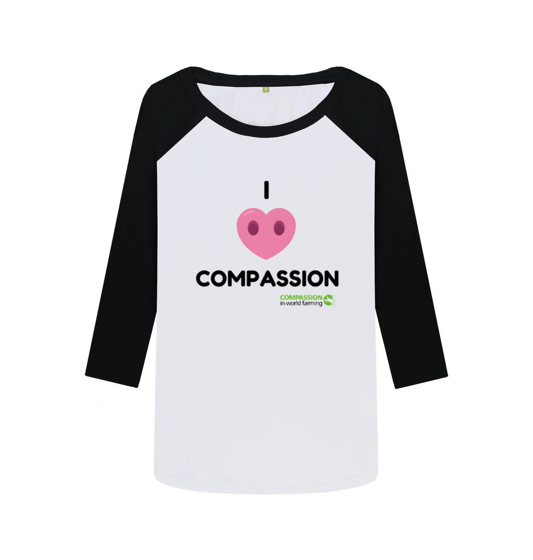Black-White Women's Compassion Baseball T-shirt