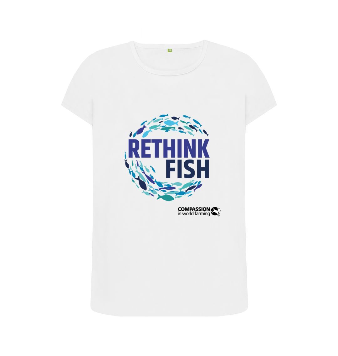 White Women's Rethink Fish T-Shirt