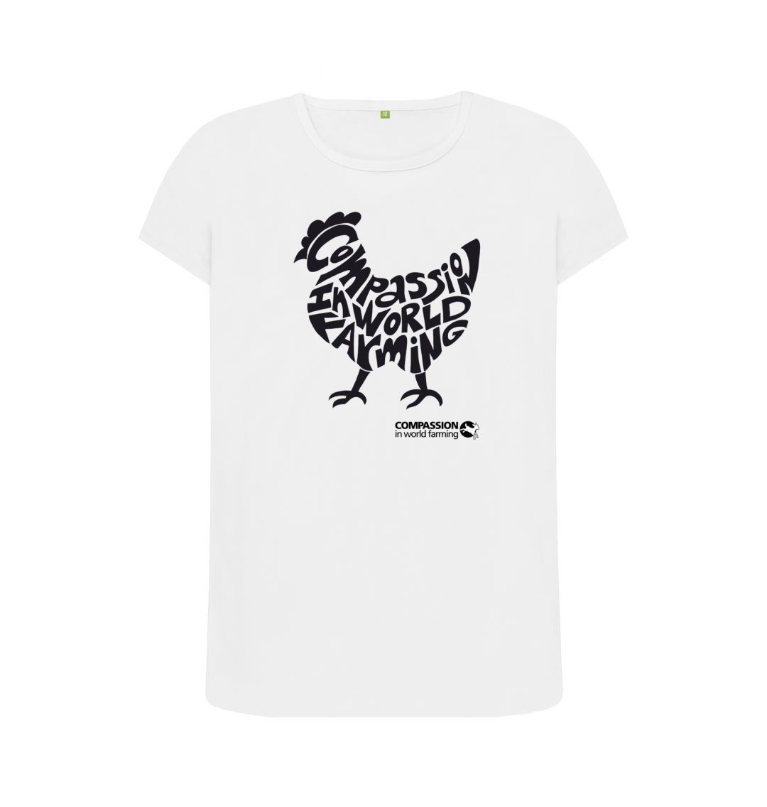 White Women's Compassion Chicken  T-Shirt