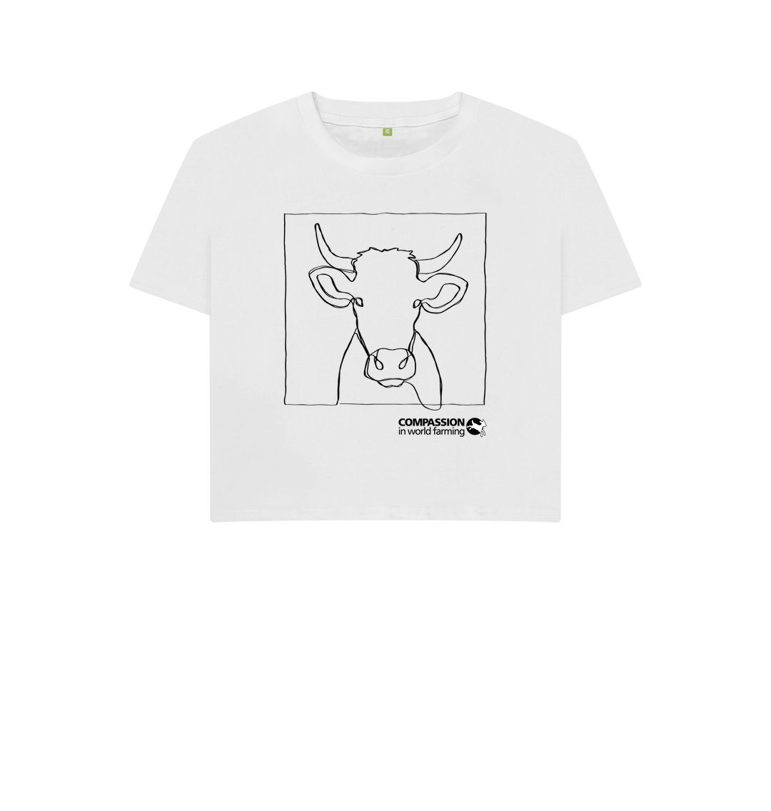 White Women's Cow Boxy T-shirt