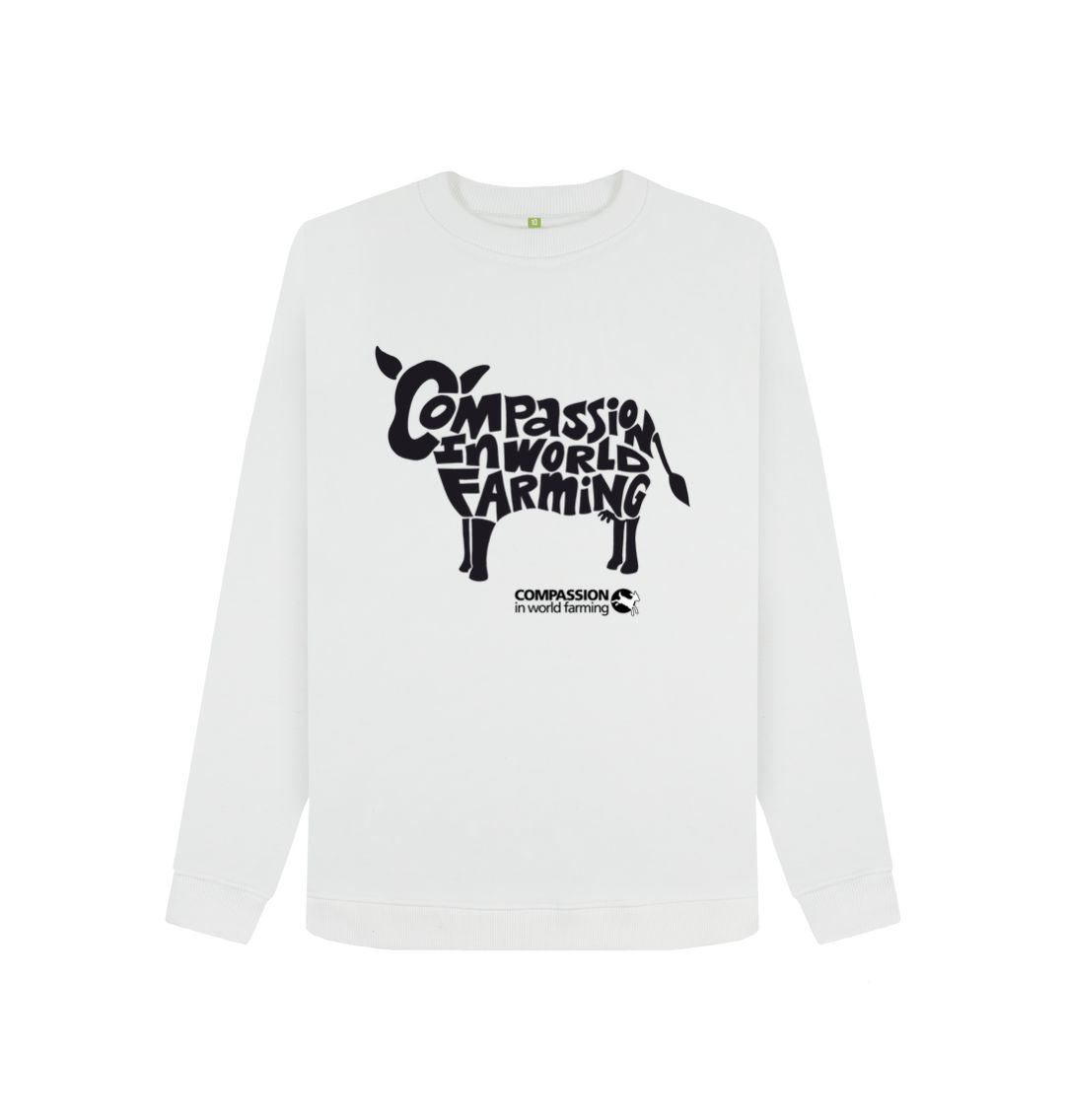 White Women's Compassion Cow Jumper